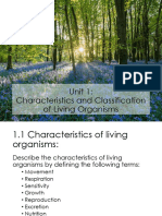 Unit 1: Characteristics and Classification of Living Organisms