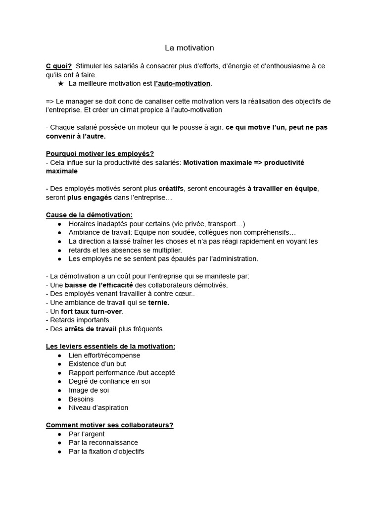 Motivation et gestion des conflits au travail | PDF | Motivation | Motivant