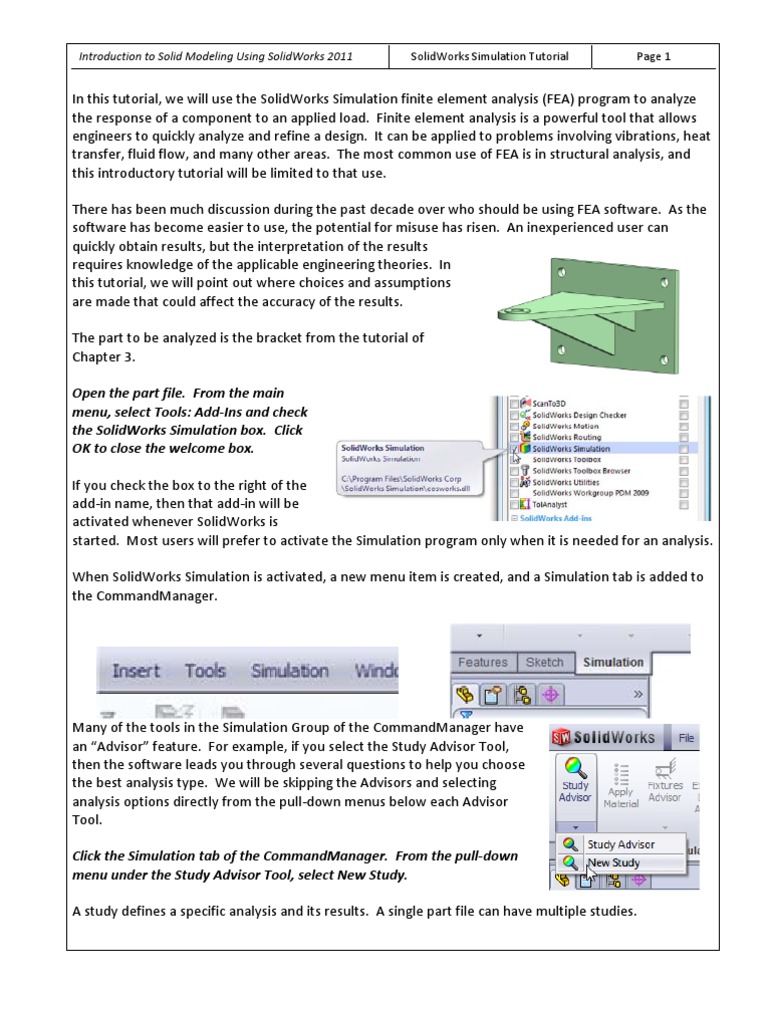 SolidWorks 2011 FEA Simulation Guide | PDF | Strength Of Materials ...