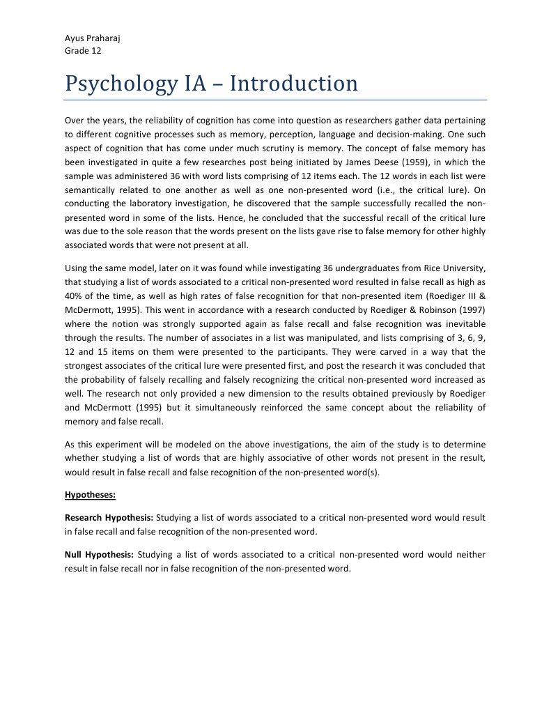 introduction for a psychology essay