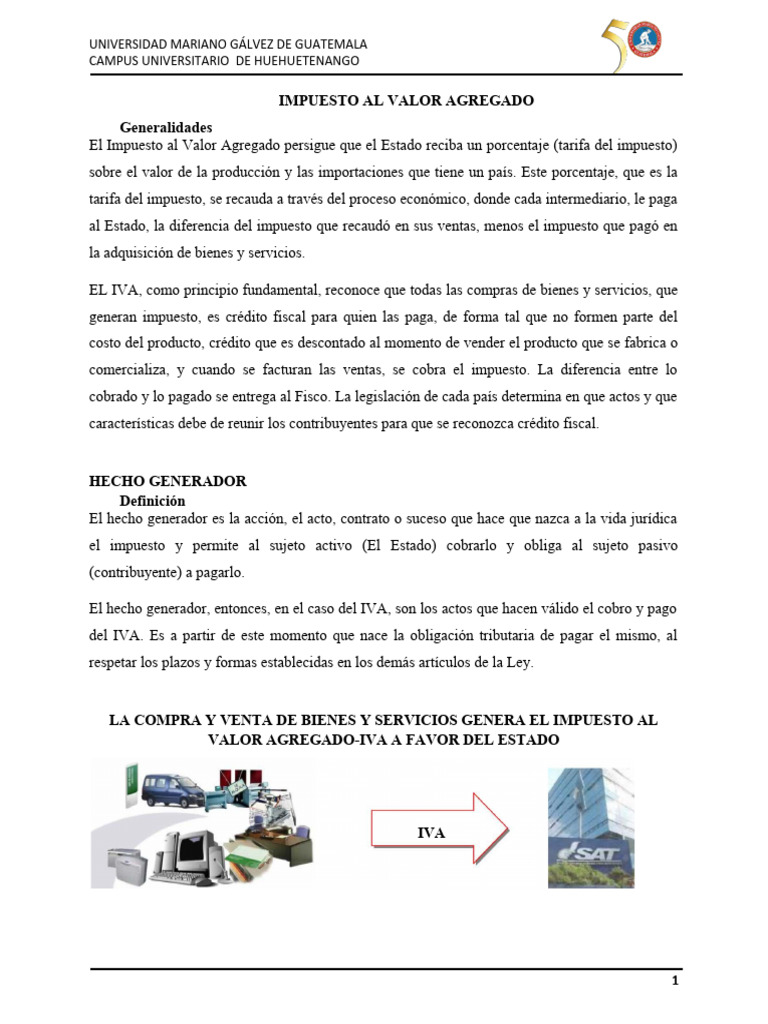 Concepto del Impuesto al Valor Agregado | PDF | Impuestos | Impuesto al ...