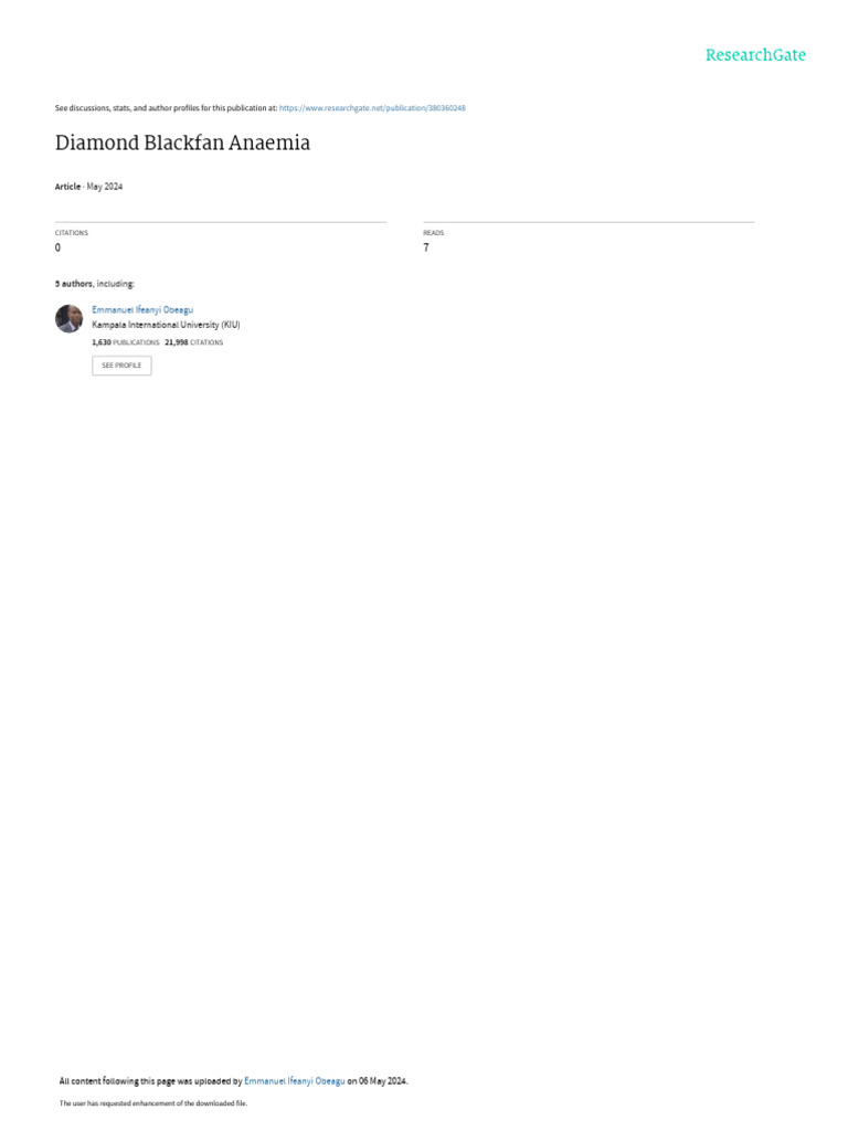 Diamond Black Fan Anaemia | PDF | Medical Specialties | Diseases And