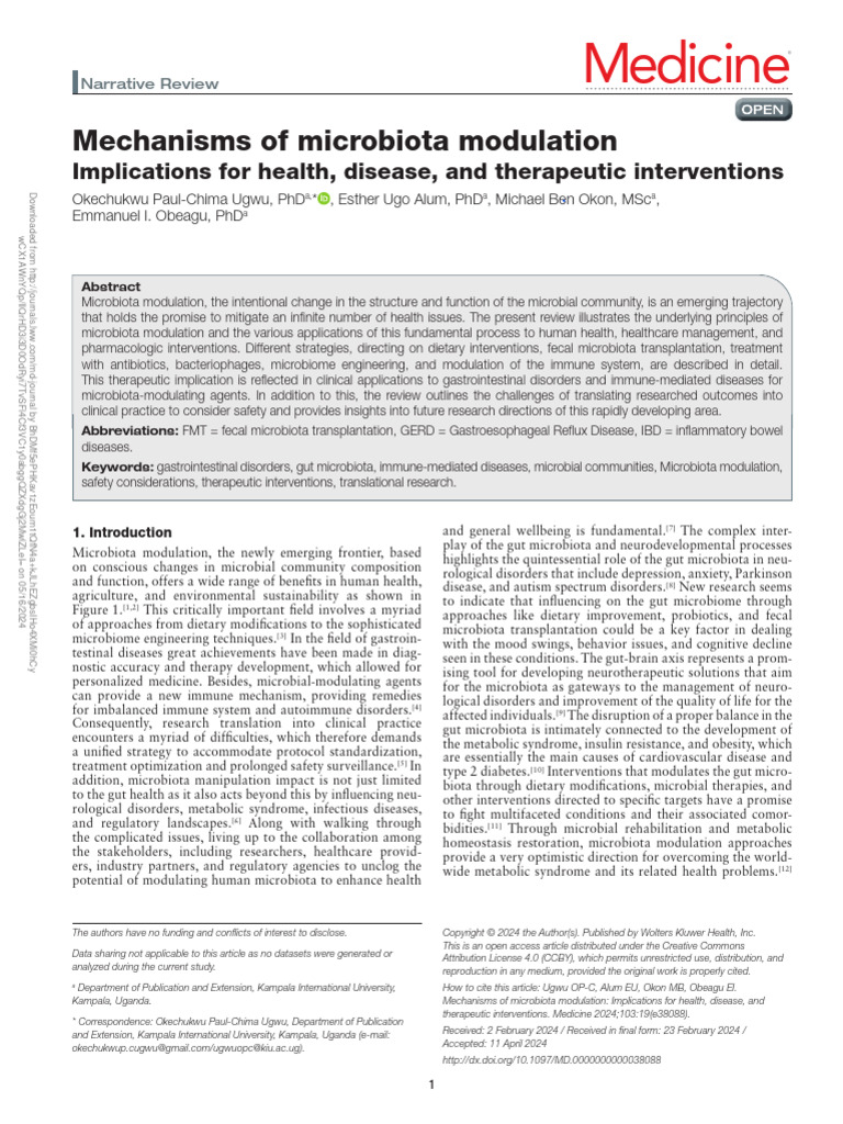 Mechanisms of Microbiota Modulation Implications.28 | PDF | Microbiota ...