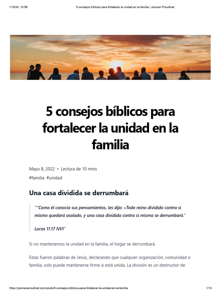 Consejos bíblicos para la unidad familiar | PDF | Oración | Amor