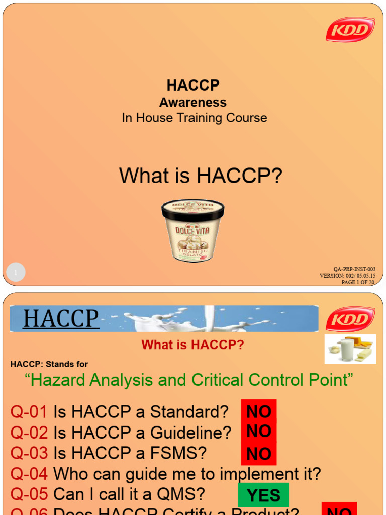 HACCP Awareness Training Course | PDF | Hazard Analysis And Critical ...