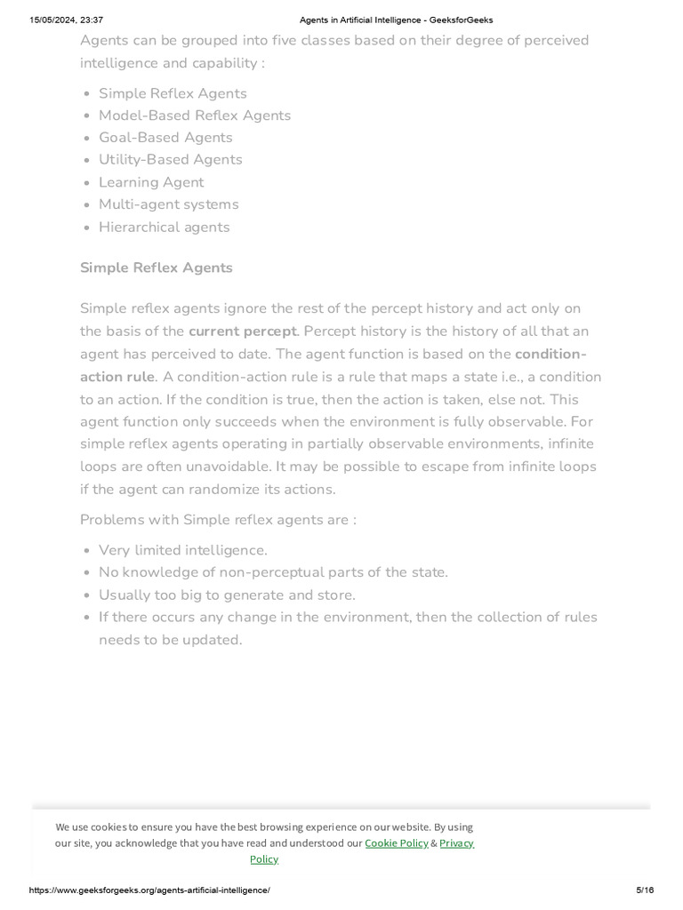 Types of AI Agents Explained | PDF | Psychological Concepts | Cognitive ...