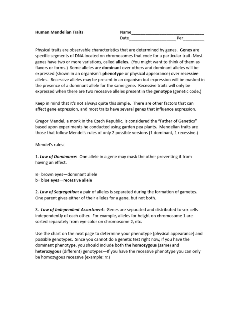 Understanding Human Mendelian Traits | PDF | Dominance (Genetics) | Gene