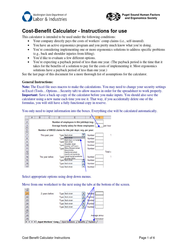 WISHA Ergonomics - Cost - Benefit - Calculator - Instructions - 2016 ...