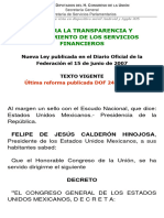 Ley para La Transparencia y Ordenamiento de Los Servicios Financieros