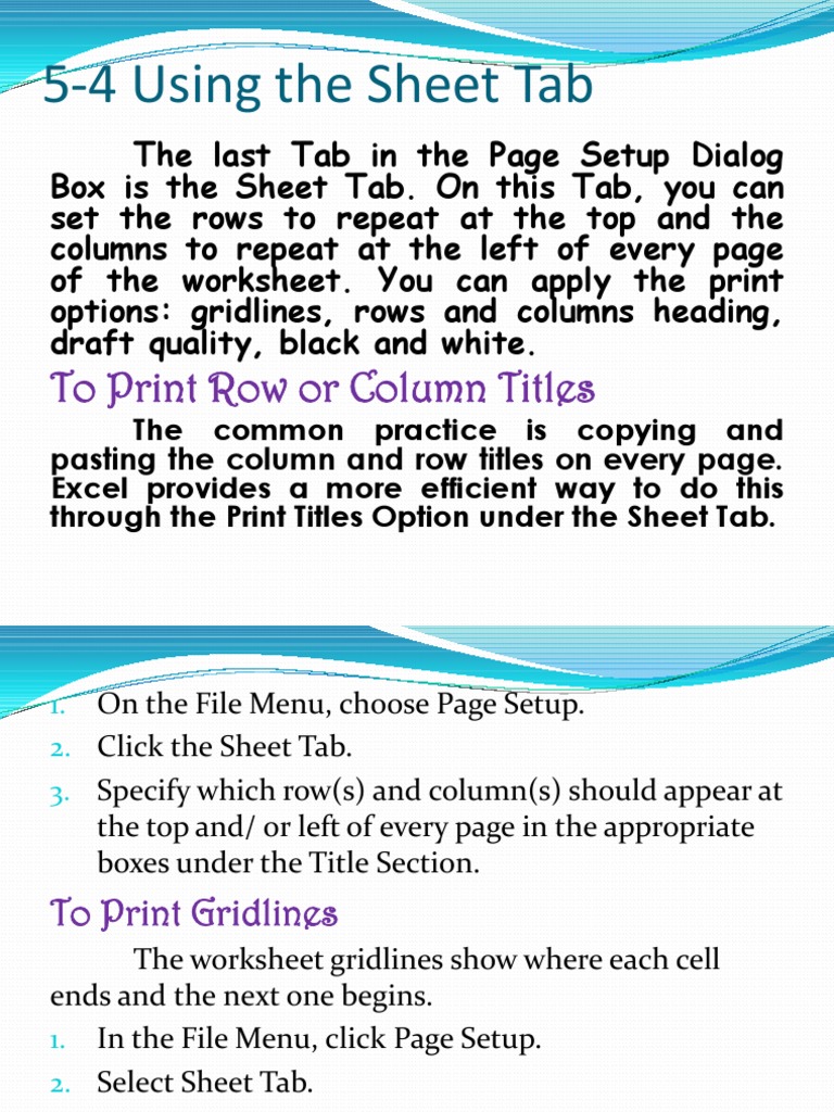 Excel Sheet Tab Printing Options | PDF | Tab (Gui) | Human–Computer ...