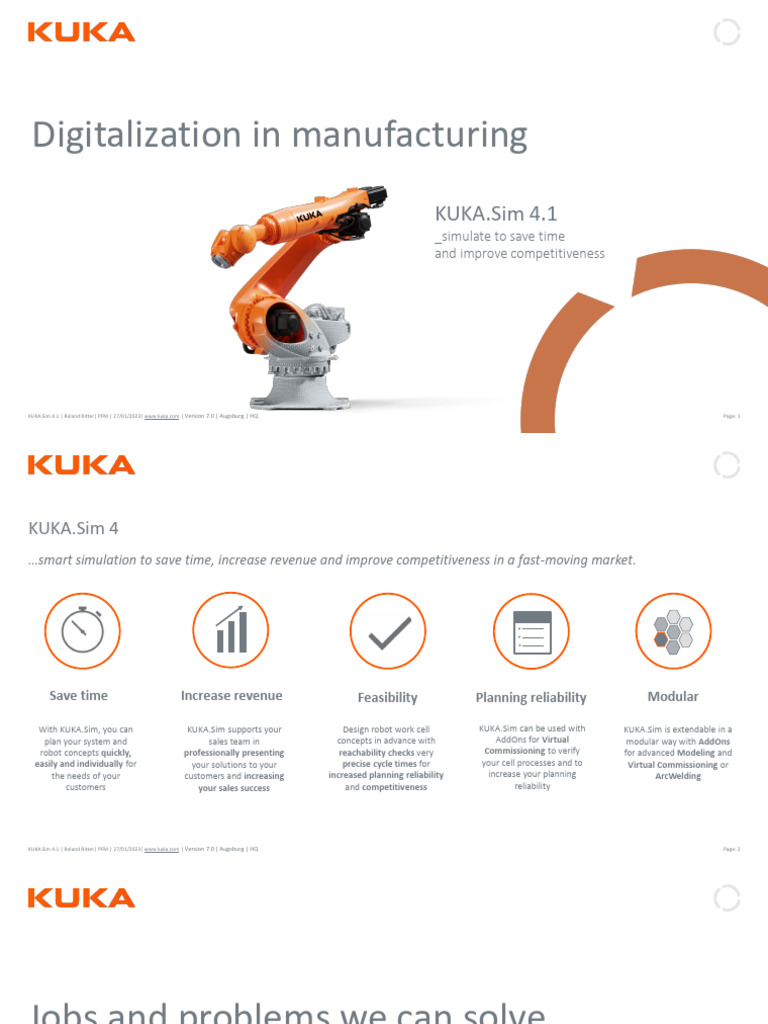 KUKA.Sim 4.1: Advanced Robot Simulation | PDF | Simulation | Robot