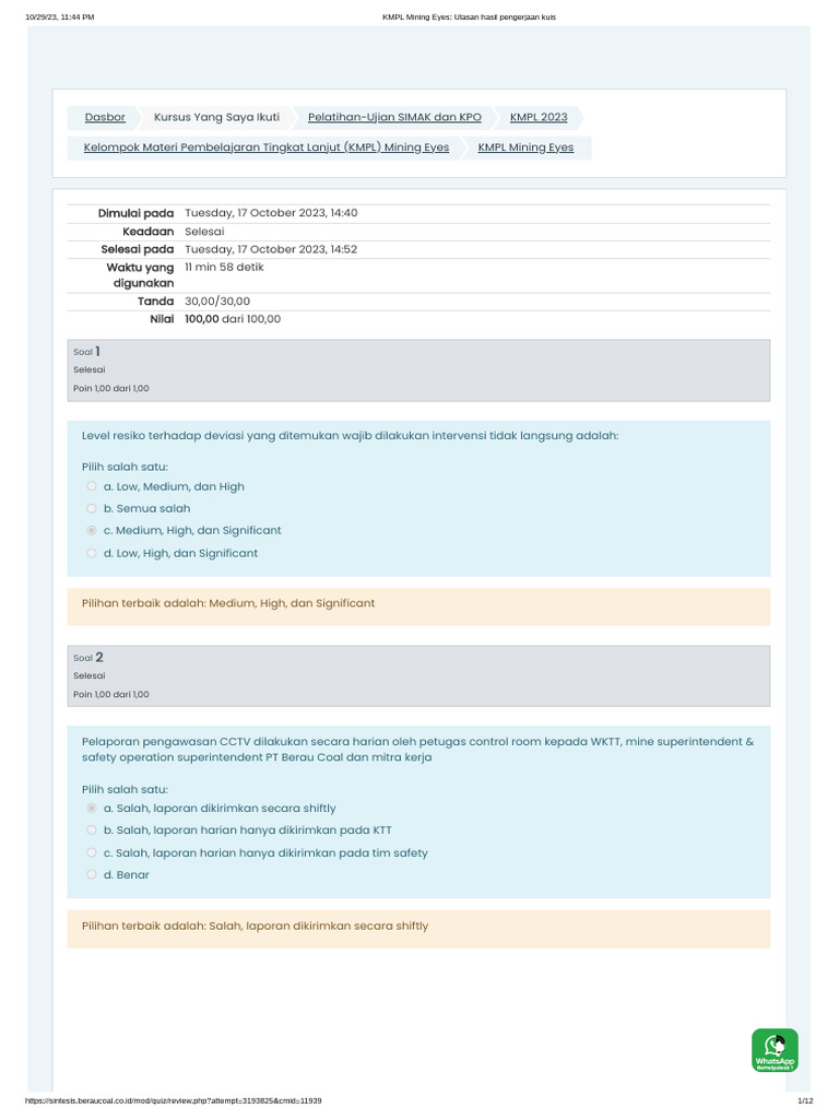 Ulasan Kuis KMPL Mining Eyes | PDF