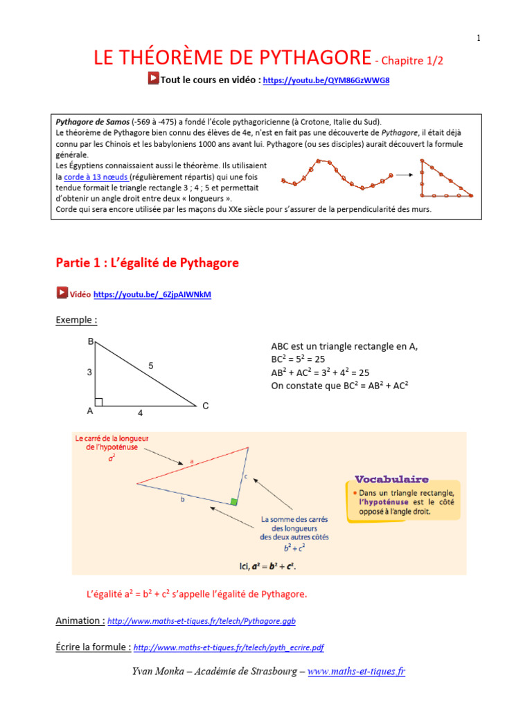 Théorème de Pythagore et Racines Carrées | PDF | Pythagore | Géométrie