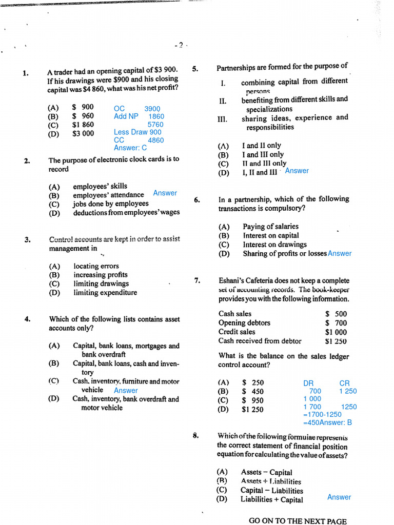 POA Paper 1 Practice Answers | PDF