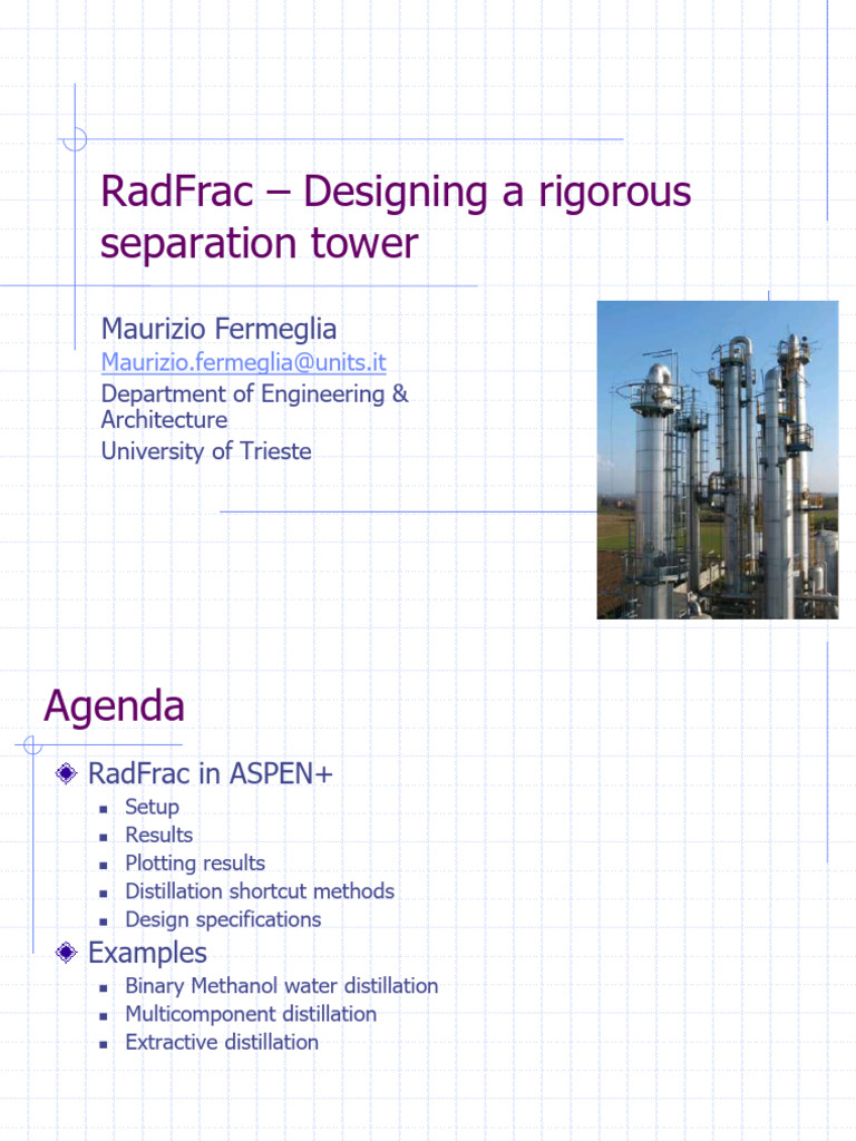 RadFrac Design in Aspen Plus | PDF | Distillation | Chemistry