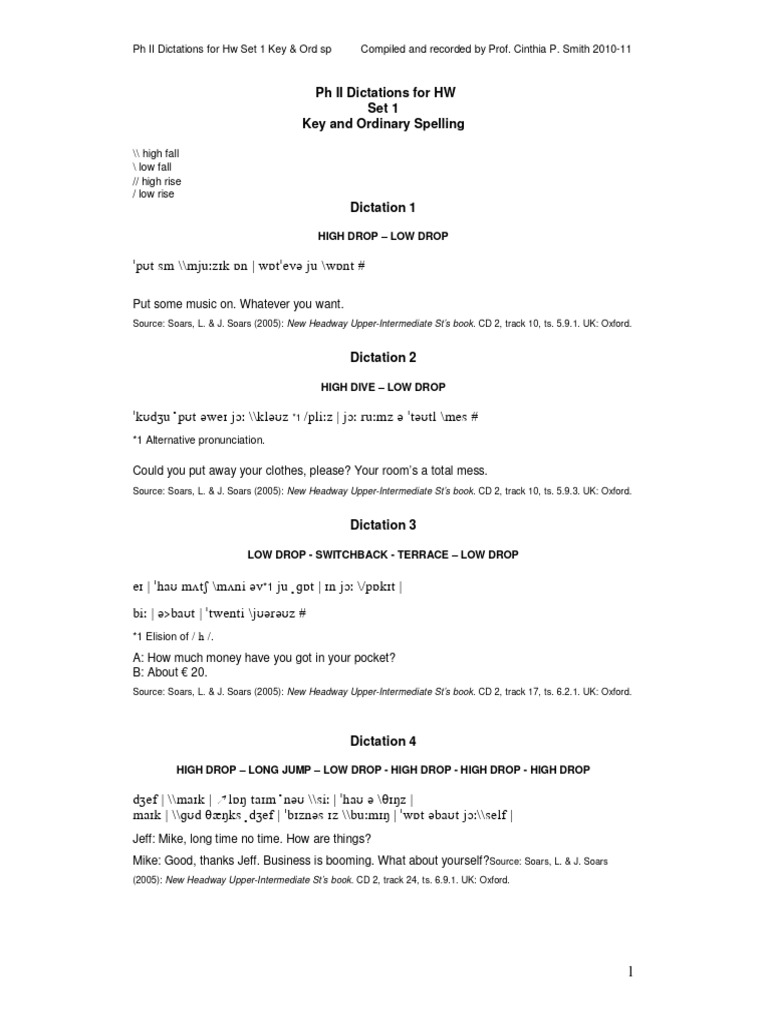 PH II Dict HW Set 1 Key & Ord SP 4 | PDF | Linguistics | Oral Communication