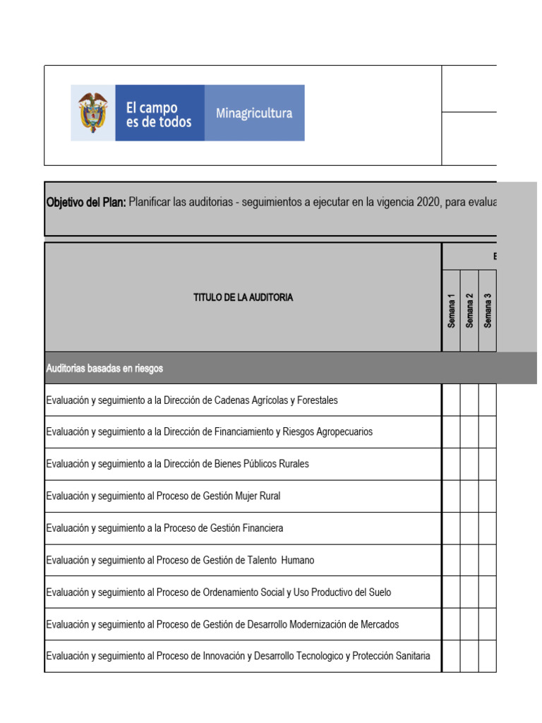 Formato Plan Anual de Auditoría Basado en Riesgos V7 | PDF | Corrupción ...