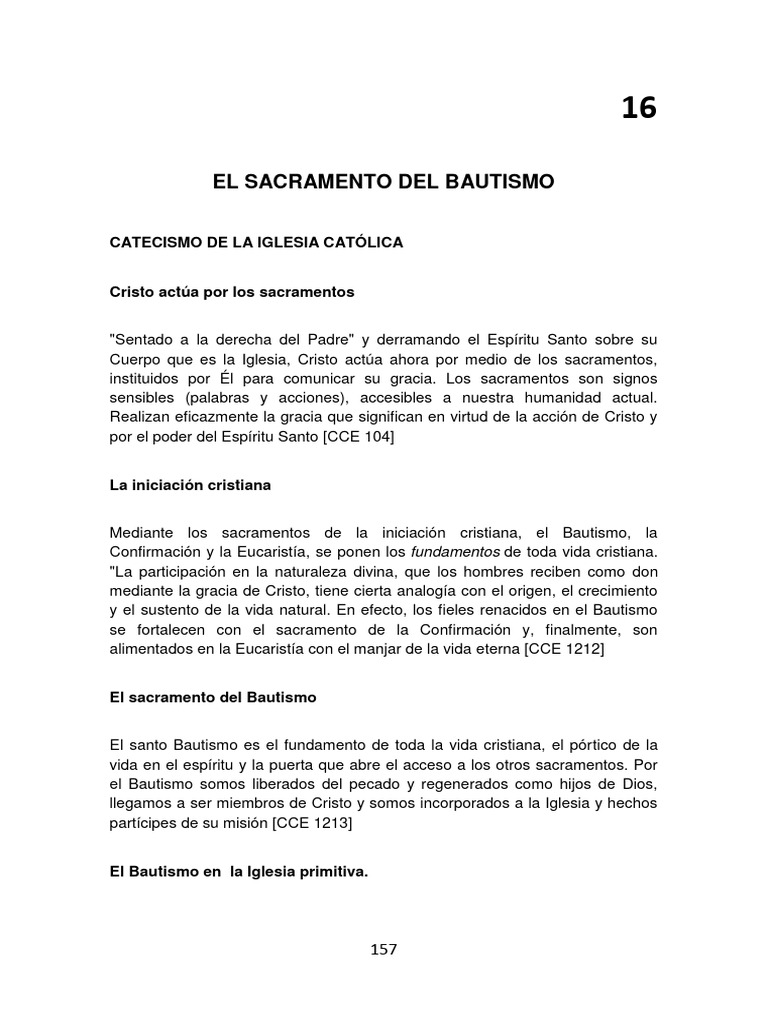 16b EL SACRAMENTO DEL BAUTISMO Catecismo | PDF | Bautismo | Cristo (título)