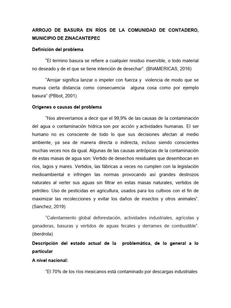 Contaminación de Ríos en Zinacantepec | PDF | La contaminación del agua ...