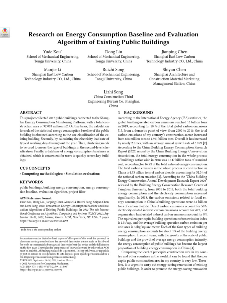 Research on Energy Consumption Baseline and Evaluation | PDF | Cluster ...