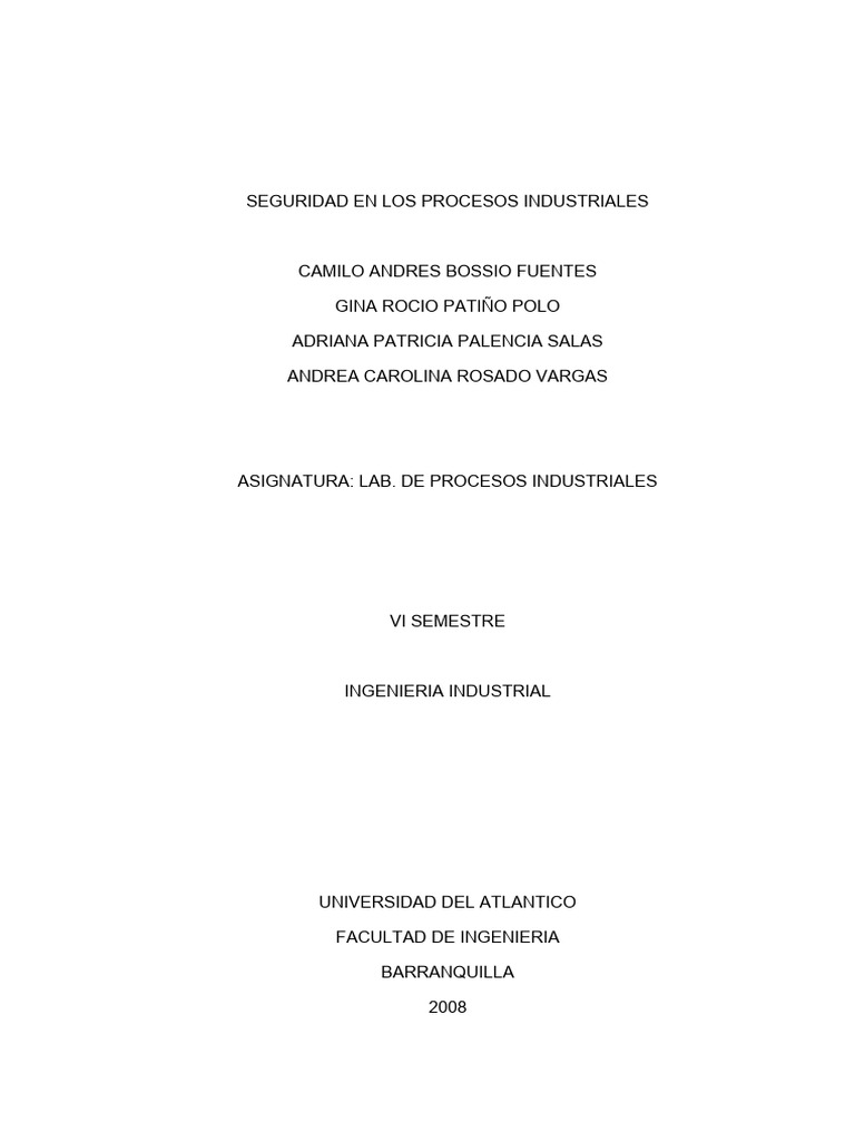 Seguridad en Procesos Industriales | PDF | Seguridad y salud ...