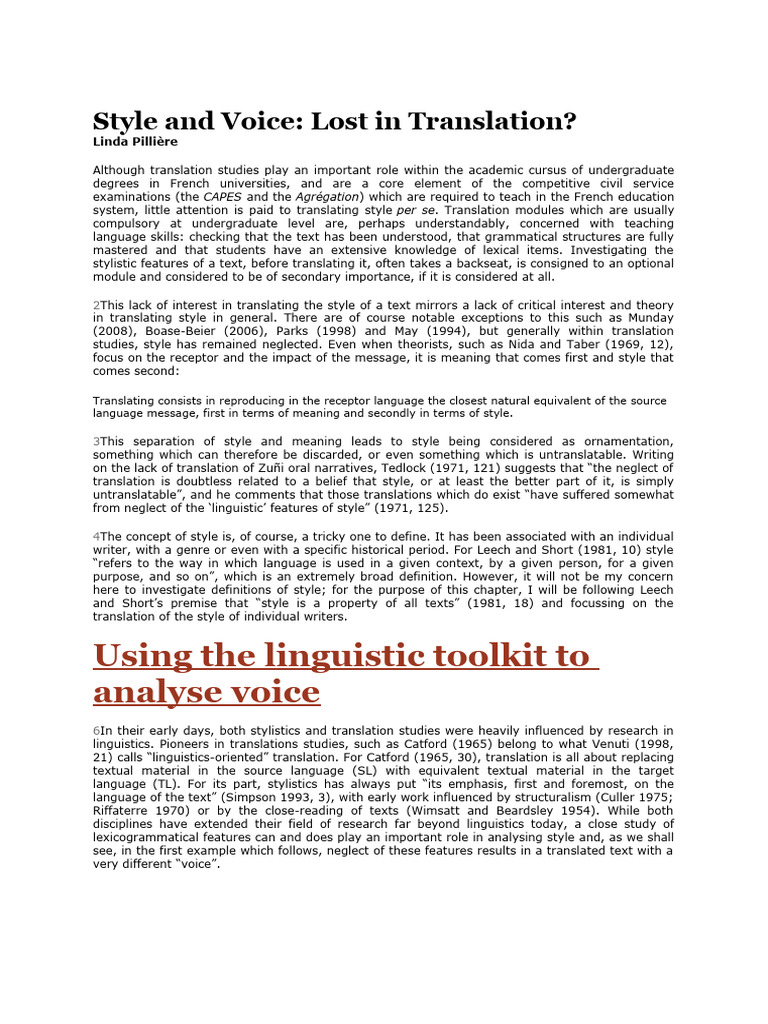 Translating Style in Literature Studies | PDF | Translations | Mind