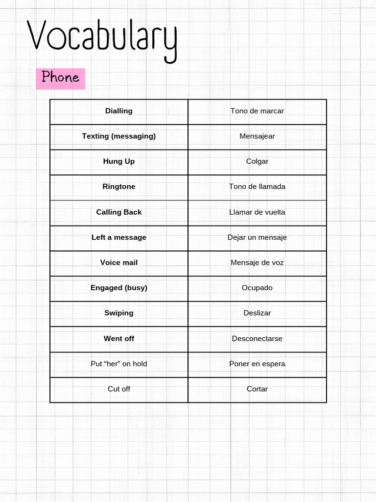 Vocabulary Phone + Sports | PDF