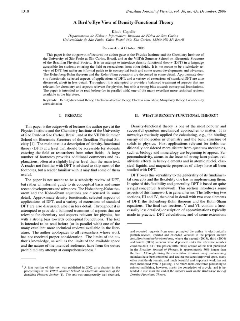 Density-Functional Theory Overview | PDF | Density Functional Theory ...