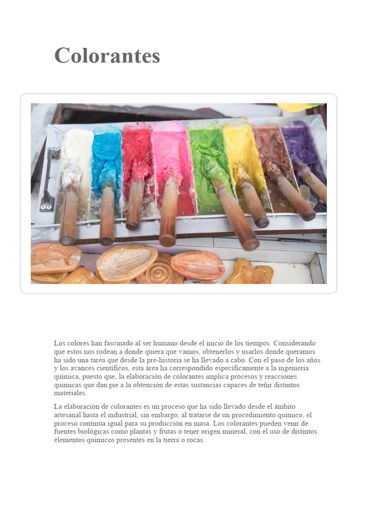 Elaboración de Colorantes: Vegetales y Minerales | PDF | Pigmento ...