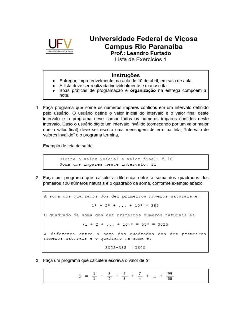 Exercícios de Programação em Python | PDF | Números | Número primo
