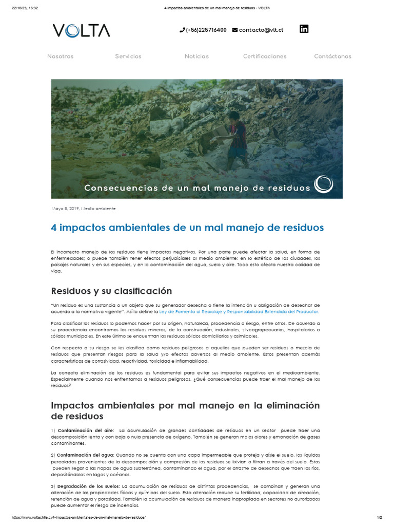 Impactos ambientales del mal manejo de residuos | PDF | Residuos ...