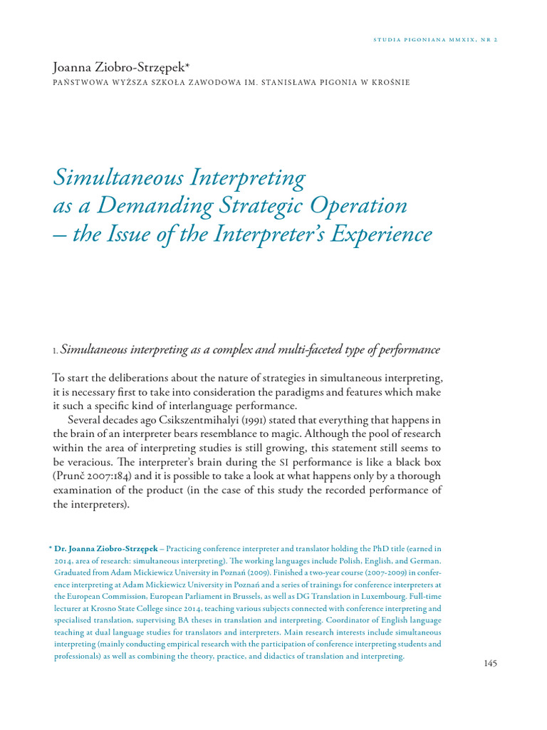 Strategies in Simultaneous Interpreting | PDF | Expert | Language ...