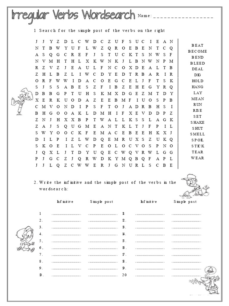 Irregular Verbs Wordsearch Games Icebreakers Oneonone Activities ...