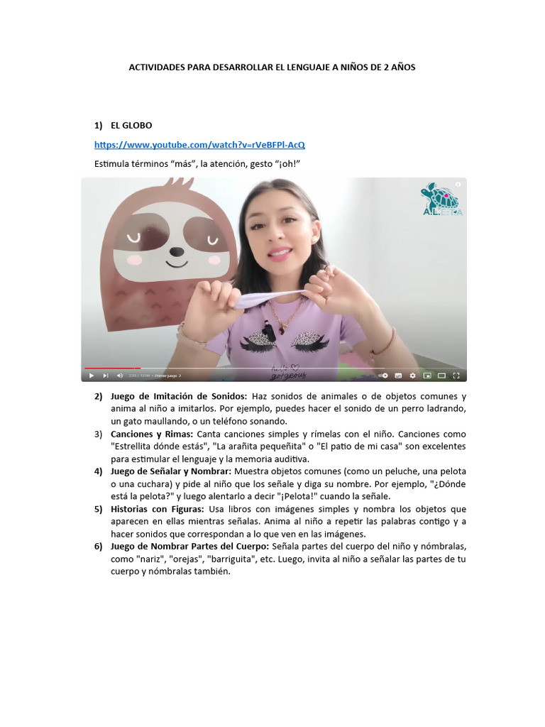 Actividades para Desarrollar El Lenguaje A Niños de 2 Años | PDF