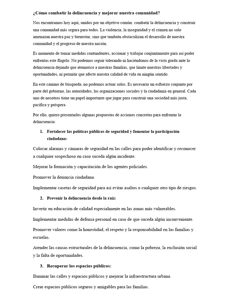 Estrategias para Combatir la Delincuencia | PDF
