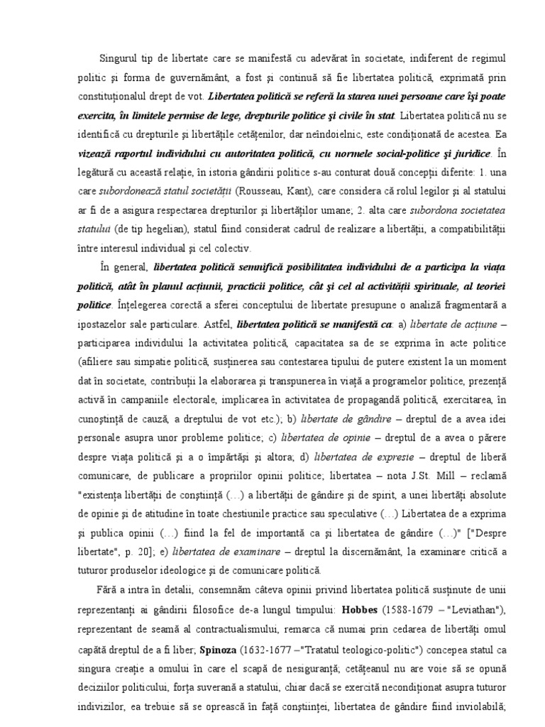 Conceptul de Libertate Politica | PDF