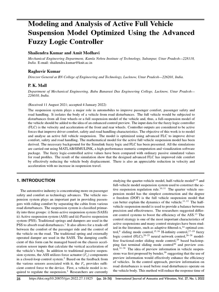 Advanced Fuzzy Logic for Vehicle Suspension | PDF | Fuzzy Logic ...