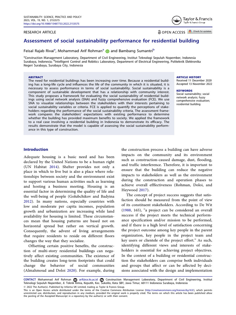 Social Sustainability in Residential Buildings | PDF | Sustainability