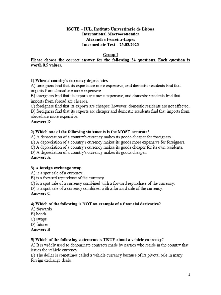 Intermediate tes 23 03 2023 solutions pdf currency appreciation and