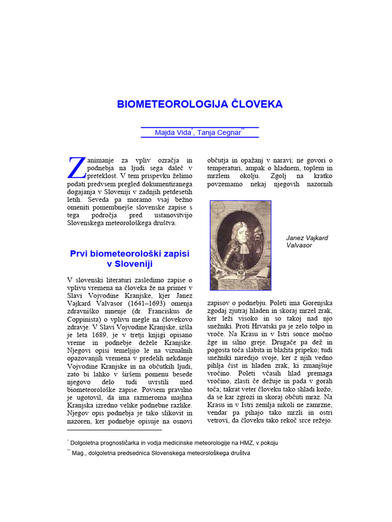 Biometeorologija Cloveka | PDF