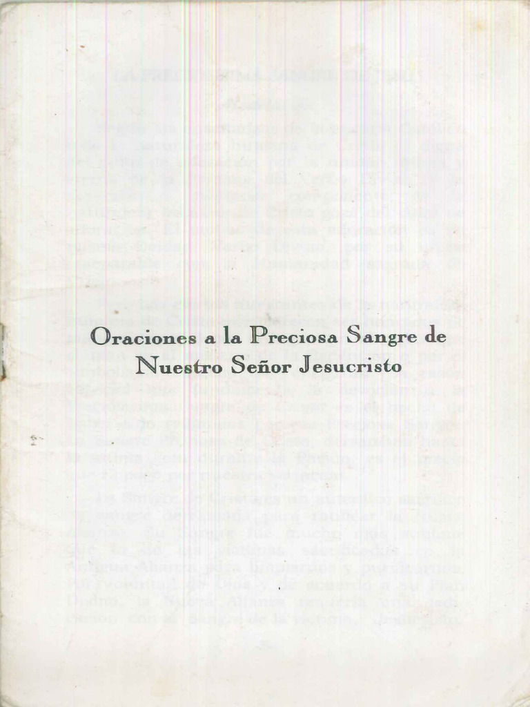 Oraciones A La Preciosa Sangre de Nuestro Señor Jesucristo | PDF