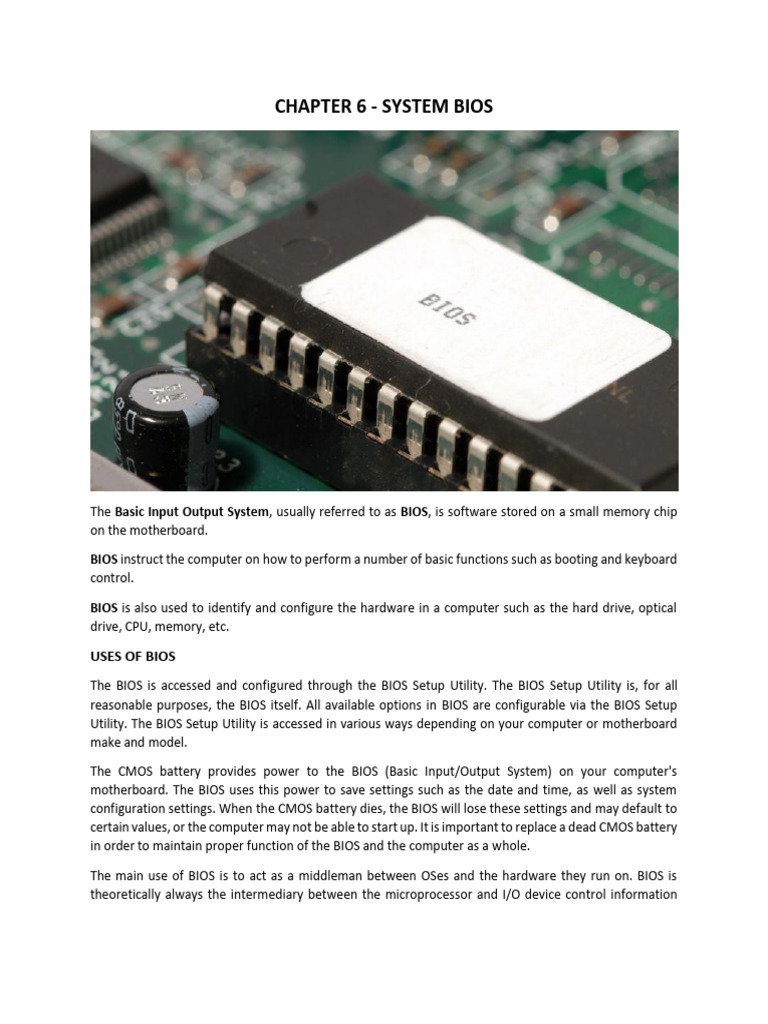 Chapter 6 Bios System | PDF | Bios | Operating System