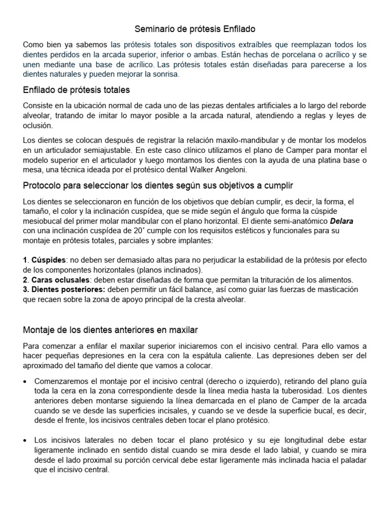Enfilado de Prótesis Totales: Guía Práctica | PDF | Anatomia dental ...