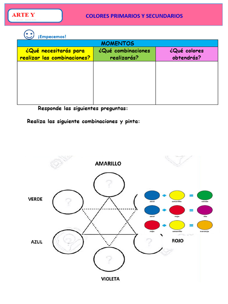 D5 A2 Ficha Arte Colores Primarios y Secundarios | PDF