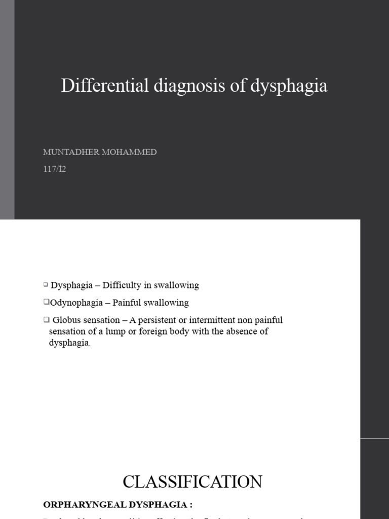 Differential Diagnosis of Dysphagia | PDF | Esophagus | Clinical Medicine