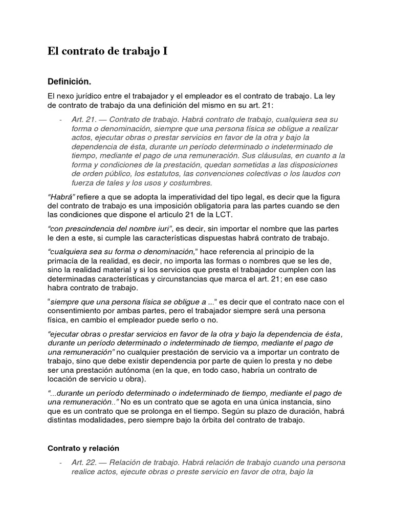 Contrato y Relacion de Trabajo | PDF | Derecho laboral | Justicia