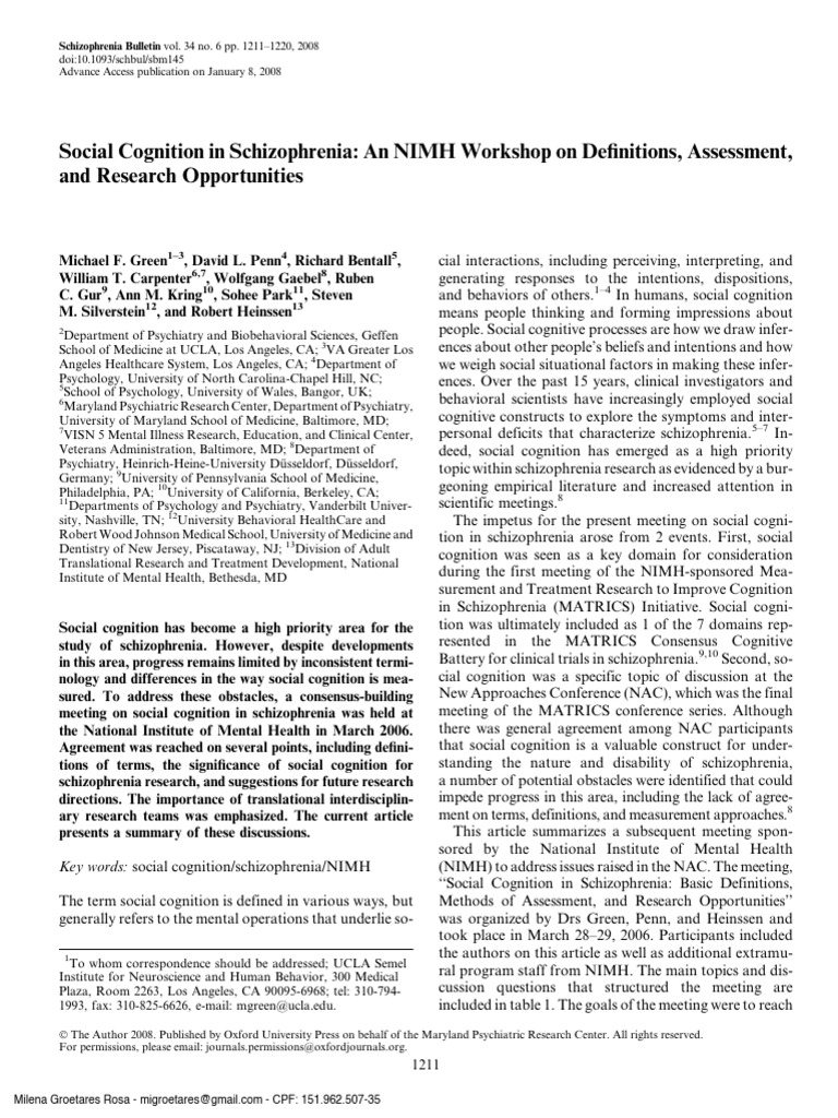 social-cognition-in-schizophrenia-an-nimh-workshop-on-definitions