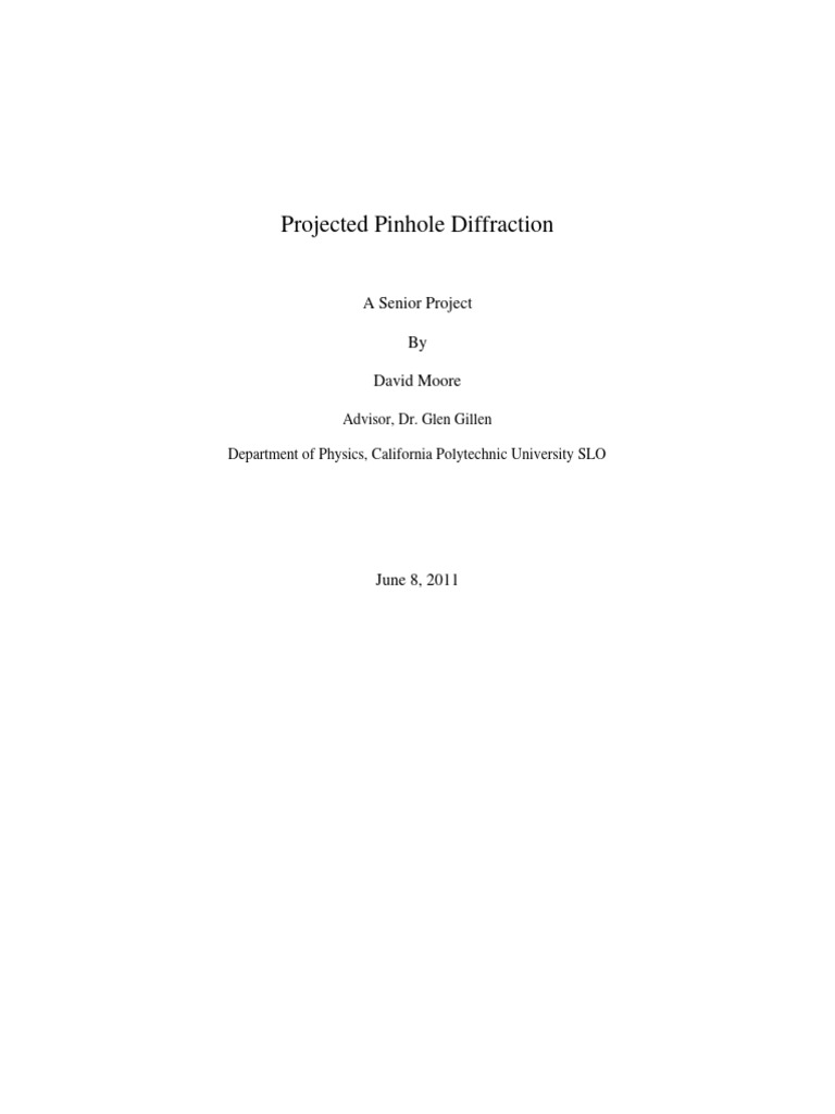 Projected Pinhole Diffraction Analysis | PDF | Diffraction | Optics