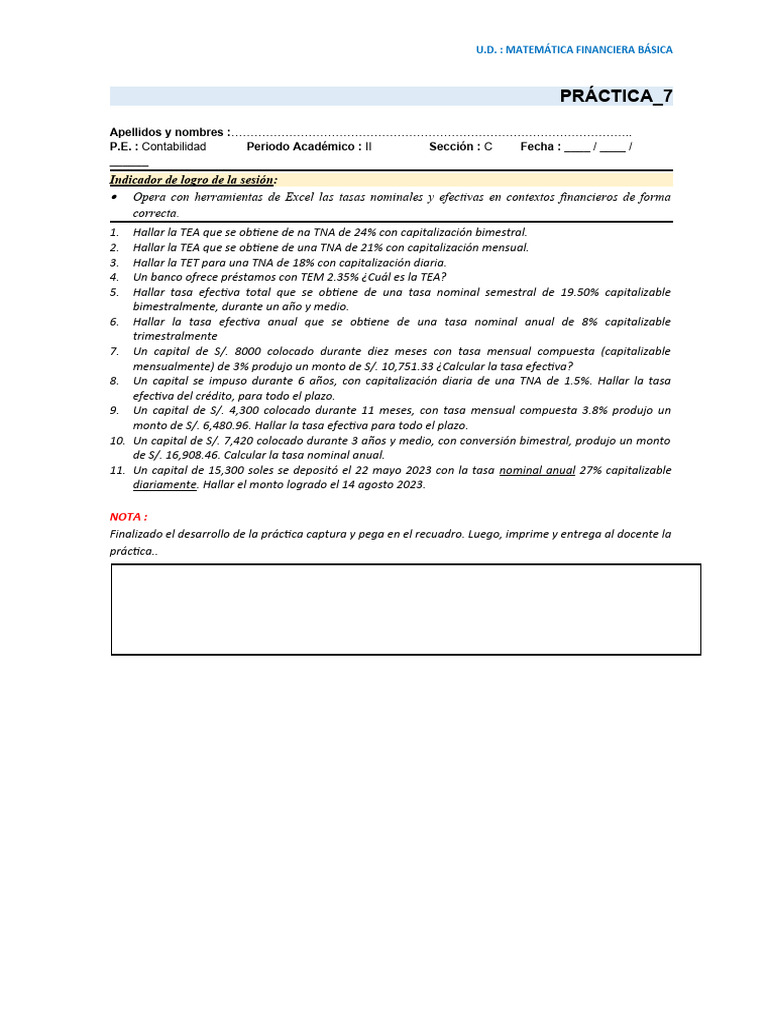 Práctica 7 | PDF | Crecimiento personal y profesional | Finanzas y dinero