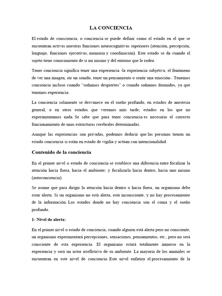 Estados de la Conciencia y Autoconciencia | PDF | Conciencia | Experiencia